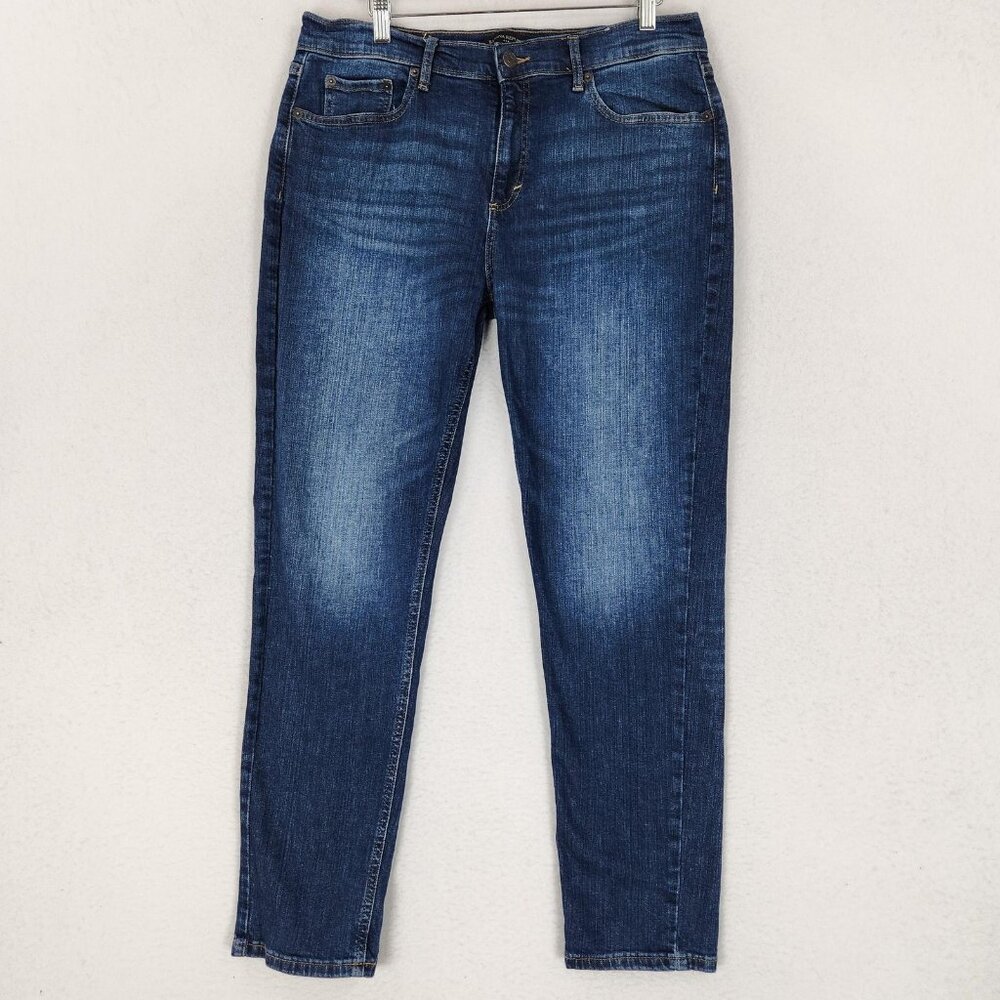 Banana Republic Jeans Womens 10 30 Blue Dark Wash Girlfriend Stretch Denim